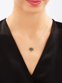 Złoty naszyjnik z emalią - kwiat