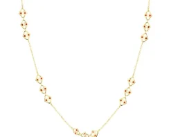 Złoty naszyjnik z emalią - kwiaty