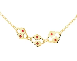 Złoty naszyjnik z emalią - kwiaty