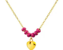 Złoty naszyjnik z emalią - serce