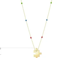 Złoty naszyjnik z emalią, ankier - puzzel