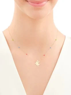 Złoty naszyjnik z emalią, ankier - puzzel