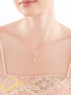 Złoty naszyjnik z emalią, ankier - rozety