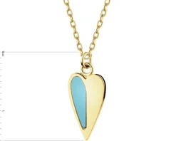 Złoty naszyjnik z emalią, ankier - serce