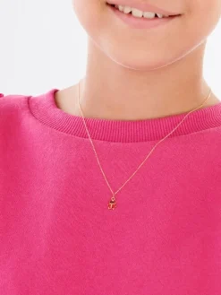 Złoty naszyjnik z emalią, ankier - biedronka