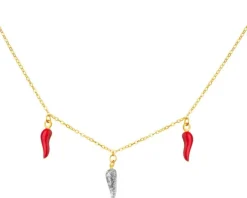 Złoty naszyjnik z emalią, ankier - rogi obfitości