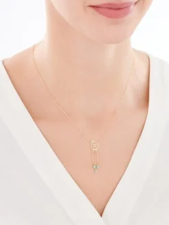 Złoty naszyjnik z emalią, ankier - łapacz snów