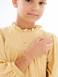 Złoty naszyjnik z emalią, ankier - kwiat