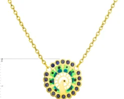 Złoty naszyjnik z emalią, ankier - paw