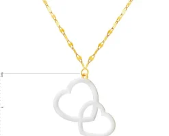 Złoty naszyjnik z emalią, skręcone blaszki - serca