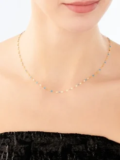 Złoty naszyjnik z emalią, skręcone blaszki