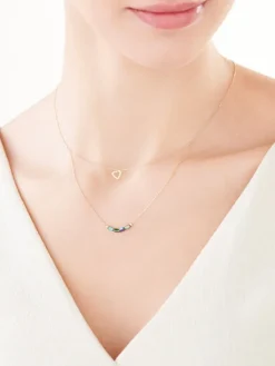 Złoty naszyjnik z hematytami, ankier - serce