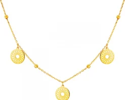 Złoty naszyjnik z kulkami, ankier - rozety