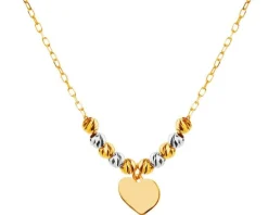 Złoty naszyjnik z kulkami, ankier - serce