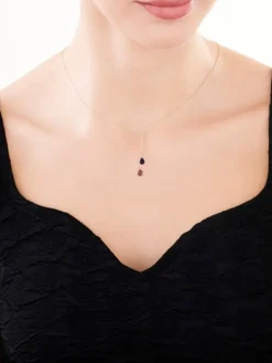 Złoty naszyjnik z kwarcami syntetycznymi, ankier