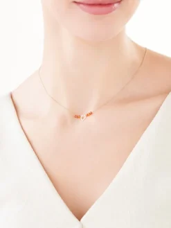 Złoty naszyjnik z kwarcami syntetycznymi, ankier - serce