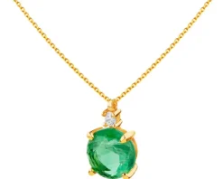 Złoty naszyjnik z kwarcem i cyrkonią