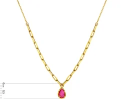 Złoty naszyjnik z kwarcem syntetycznym, ankier