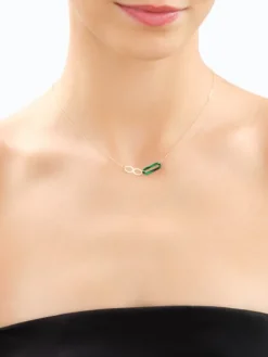 Złoty naszyjnik z malachitem syntetycznym  - nieskończoność