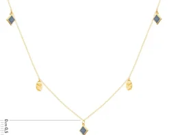 Złoty naszyjnik z malowanymi elementami ozdobnymi, ankier - romby