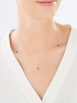 Złoty naszyjnik z malowanymi elementami ozdobnymi, ankier - romby