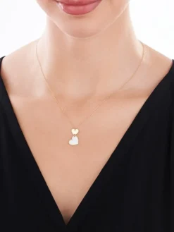 Złoty naszyjnik z masą perłową, ankier - serca