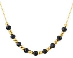Złoty naszyjnik z onyksami syntetycznymi - kulki