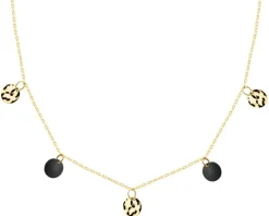 Złoty naszyjnik z onyksami syntetycznymi - koła