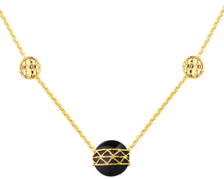 Złoty naszyjnik z onyksem