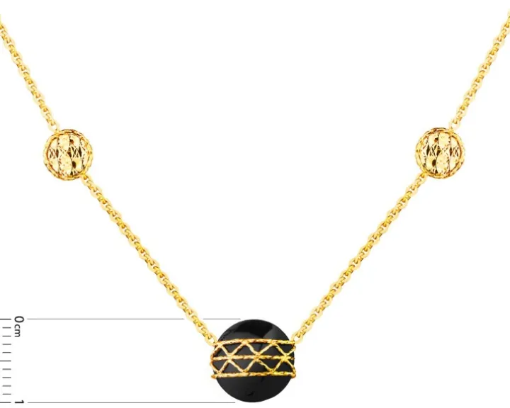 Złoty naszyjnik z onyksem