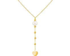 Złoty naszyjnik z perłą, ankier - serce