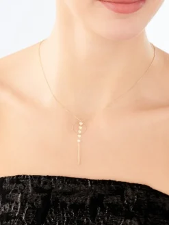 Złoty naszyjnik z perłą, ankier - koło, serca