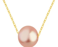 Złoty naszyjnik z perłą, ankier - kulka