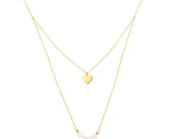 Złoty naszyjnik z perłami, ankier - serce