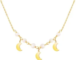 Złoty naszyjnik z perłami, ankier - Księżyce