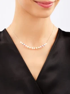 Złoty naszyjnik z perłami i korundami