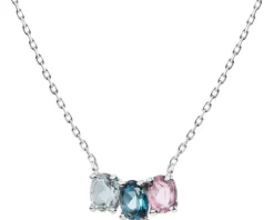 Złoty naszyjnik z topazami syntetycznymi i ametystem syntetycznym