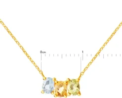 Złoty naszyjnik z topazem syntetycznym i ametystami syntetycznymi