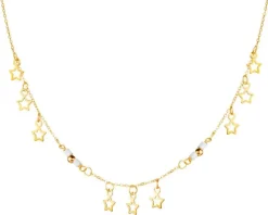 Złoty naszyjnik z turkusem, ankier - gwiazdy