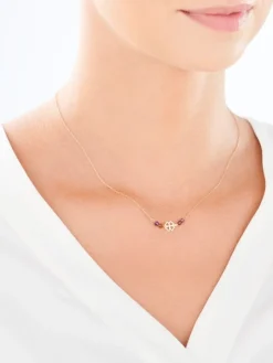 Złoty naszyjnik z turmalinami, ankier - koniczyna