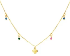 Złoty naszyjnik ze szkłem - koniczyna