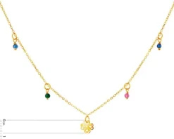 Złoty naszyjnik ze szkłem - koniczyna