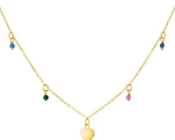 Złoty naszyjnik ze szkłem  - serce