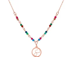 Złoty naszyjnik ze szkłem, ankier - koło, serca