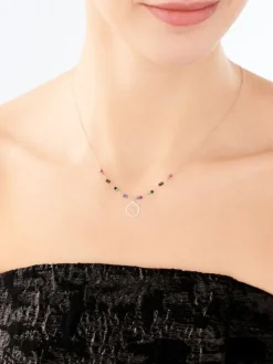 Złoty naszyjnik ze szkłem, ankier - koło, serca