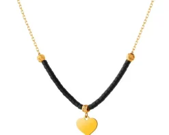 Złoty naszyjnik ze szkłem, ankier - serce