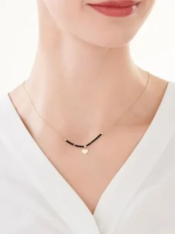 Złoty naszyjnik ze szkłem, ankier - serce