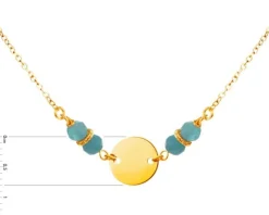 Złoty naszyjnik ze szkłem, ankier - koło