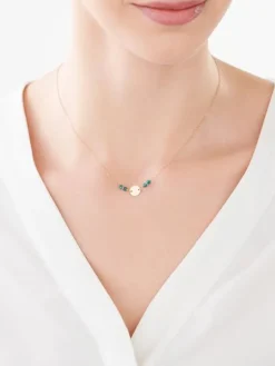 Złoty naszyjnik ze szkłem, ankier - koło