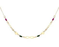 Złoty naszyjnik ze szkłem, ankier- nieskończoności, serca